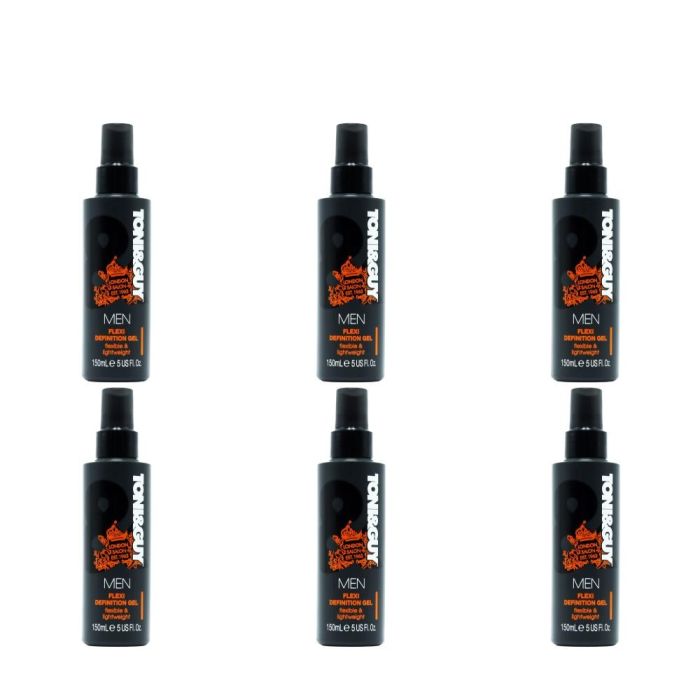 Toni & Guy Flexible Lightweight Flexi Definition Men Hair Styling Gel 150ml - Pack of 6