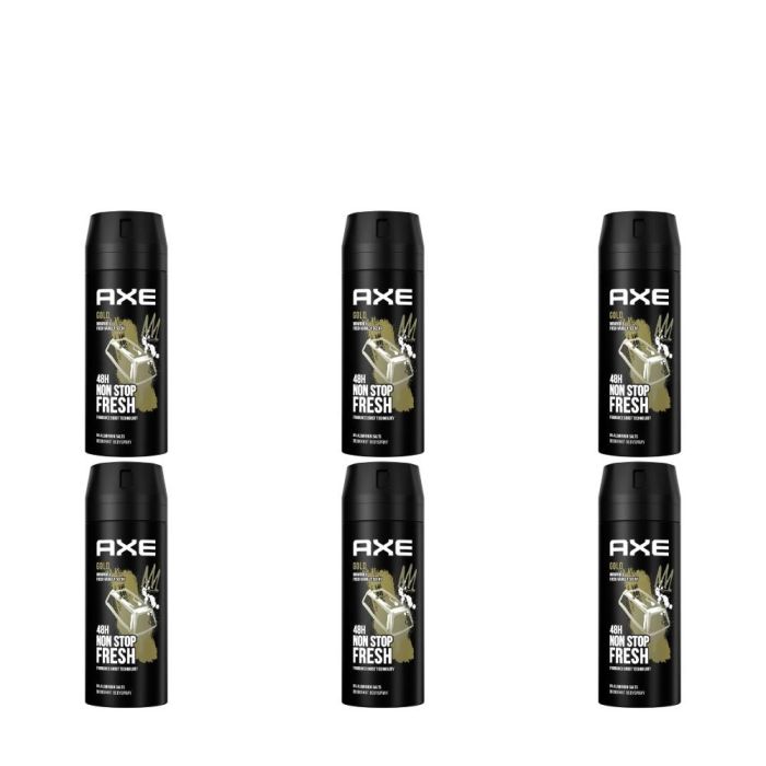 Axe Gold Oud Wood & Fresh Vanilla Deodorant Body Spray 150ml - Pack of 6