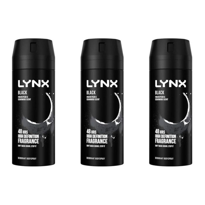 Lynx Black Body Spray Deodorant 150 ML - Pack of 3