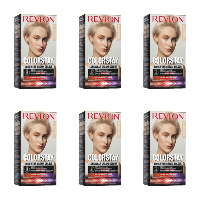 Revlon Colorstay 001 Ultra Light Ash Blonde Hair Dye 165ml - Pack of 6