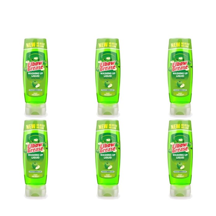 Elbow Grease Stand Up Easy Squeezy Apple Fresh Washing Up Liquid 450ml - Pack of 6