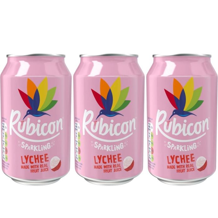 Rubicon Lychee Sparkling Fruit Soft Drink 330ml - Pack of 3