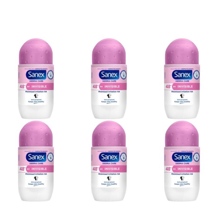 Sanex Derma Care Invisible Dry Roll-On 50ml - Pack of 6