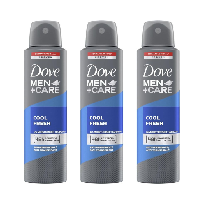 Dove Men+Care Cool Fresh Antiperspirant Deodorant Spray 150 ml - Pack of 3