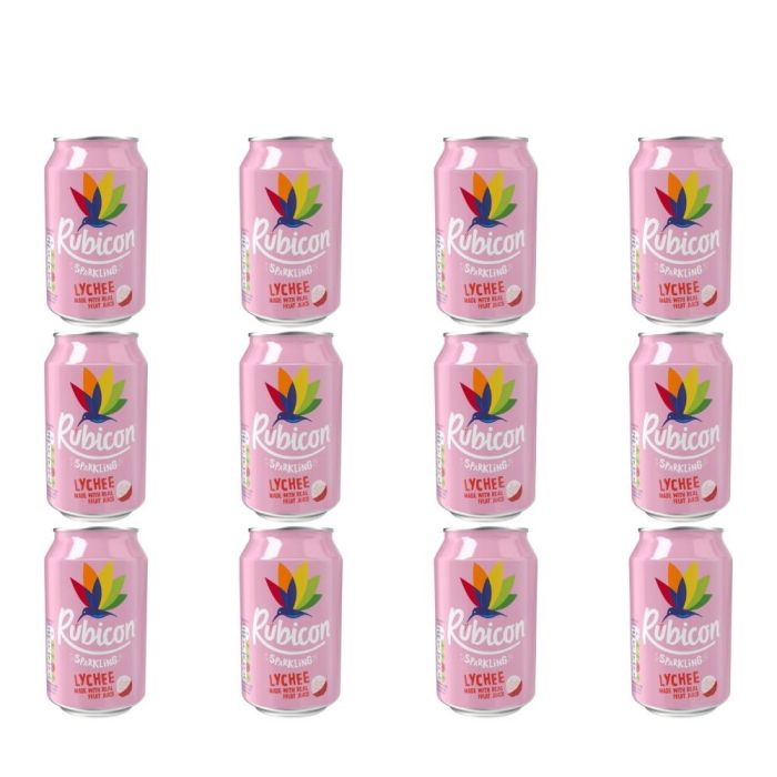 Rubicon Lychee Sparkling Fruit Soft Drink 330ml - Pack of 12