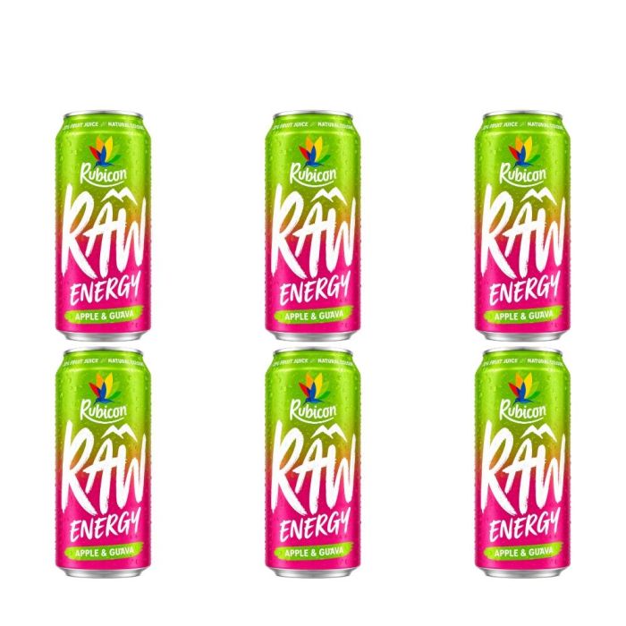 Rubicon Raw Apple & Guava Energy Drink 500ml - Pack of 6