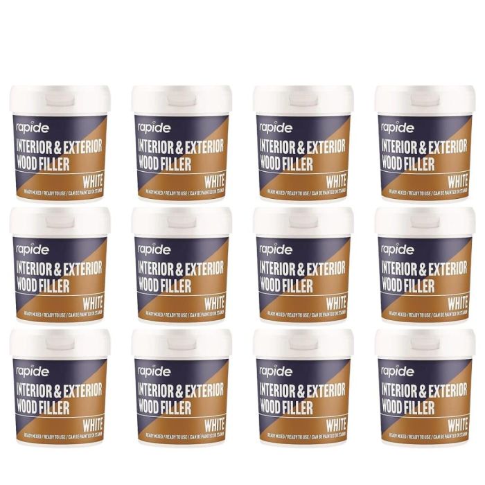 Rapide White Wood Filler Interior & Exterior Ready Mixed 470g - Pack of 12