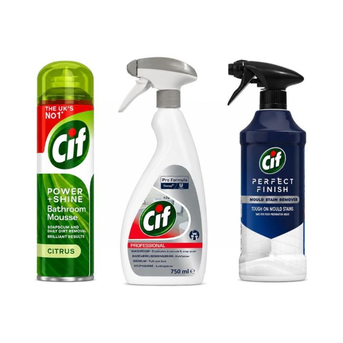 CIF Bathroom Care Bundle – Mousse, 2-in-1 Cleaner & Mould Remover