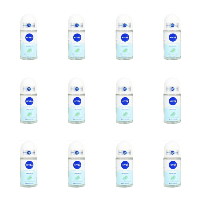 Nivea 72h Fresh Energy Antibacterial Roll On Deodorant 50ml - Pack of 12