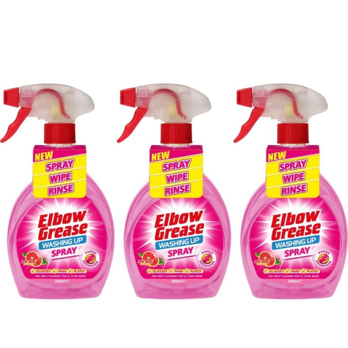 Elbow Grease Pink Blush Washing Up Liquid Spray 500ml - Pack of 3