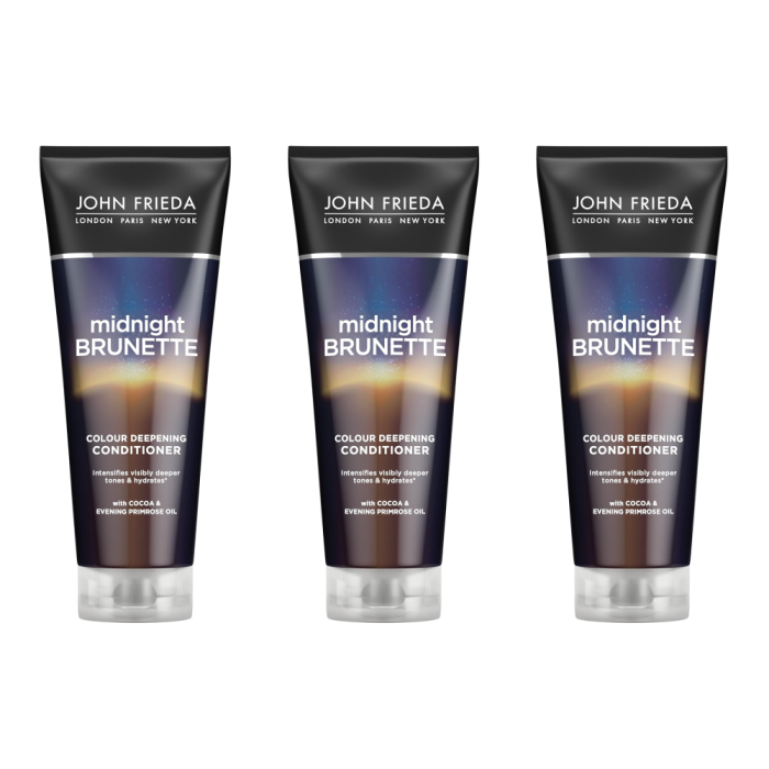John Frieda Midnight Brunette Colour Deepening Conditioner 250ml - Pack of 3