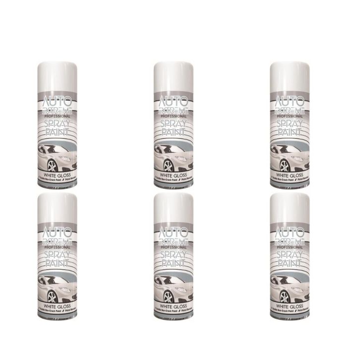 Auto Extreme White Gloss Spray Paint 400ml - Pack of 6