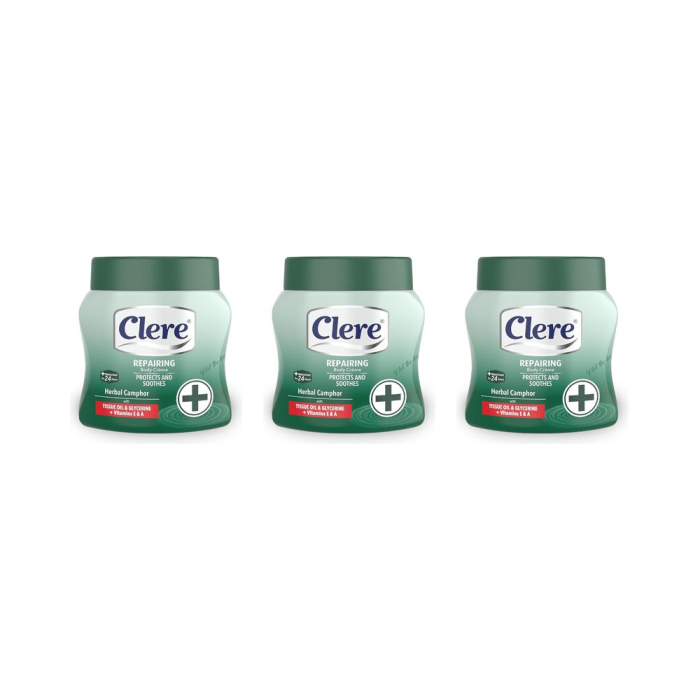 Clere Repairing Body Cream with Herbal Camphor 500ml - Pack of 3