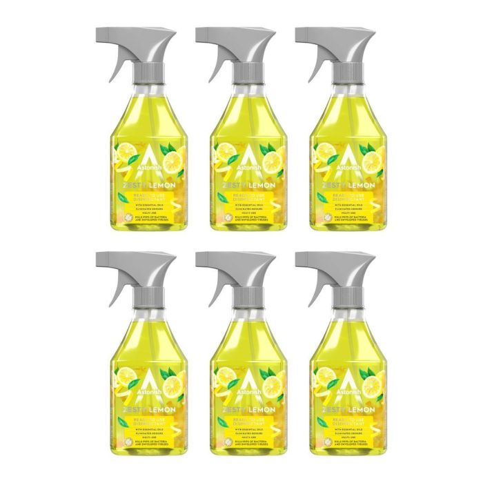 Astonish Zesty Lemon Ready to Use Disinfectant Spray 550 ML - Pack of 6