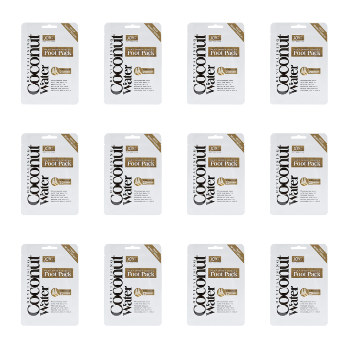 Xpel Body Care Coconut Water Deep Moisturizing Foot Pack 1 Treatment - Pack of 12