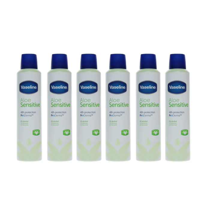 Vaseline Aloe Sensitive Pro-Derma Anti-Perspirant Spray 250ml - Pack of 6
