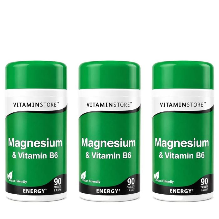 Vitamin Store Magnesium & Vitamin B6 Supplements 90 Tablets - Pack of 3