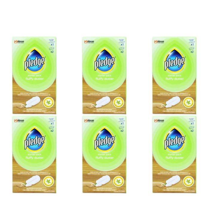 Pledge Fluffy Duster Starter Pack, 1 Handle & 2 Refills - Pack of 6