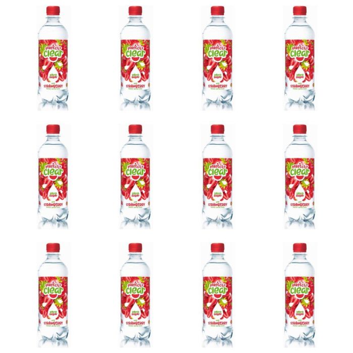 Perfectly Clear Strawberry Flavoured Water Bottle Sugar Free 500ml x 12