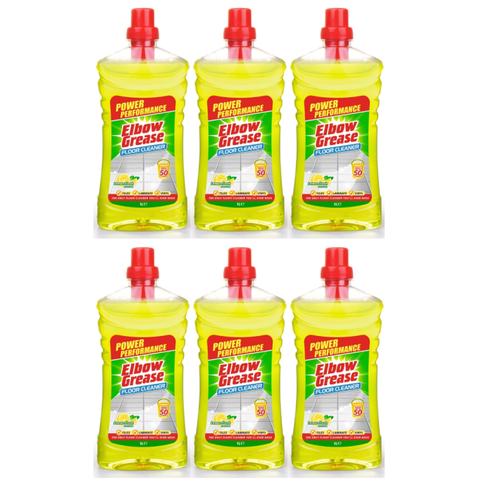 Elbow Grease Concentrated Floor Cleaner Lemon Fresh for Tiles 1L - Pack of 6