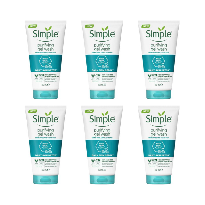 Simple Purifying Facial Wash Daily Skin Detox 150ml - Pack of 6