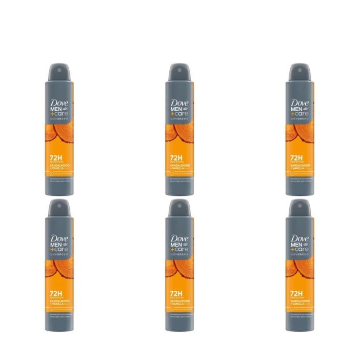 Dove Men+Care Sandalwood Vanilla Antiperspirant Spray 250ml - Pack of 6