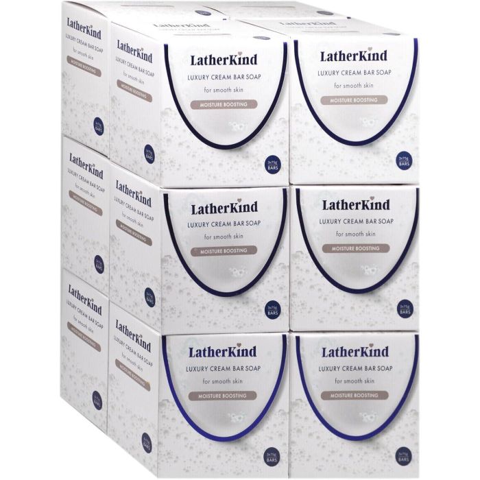 LatherKind Luxury Cream Bar Soap 3 Pack 225g - Pack of 12