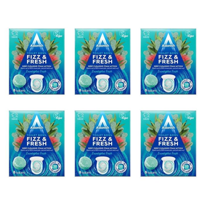Astonish Fizz & Fresh Toilet Bowl Tablets Eucalyptus Fresh 8 Tablets - Pack of 6