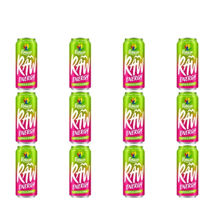 Rubicon Raw Apple & Guava Energy Drink 500ml - Pack of 12