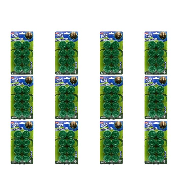 Max Flush Pine Cistern Toilet Blocks 8 x 50g - Pack of 12