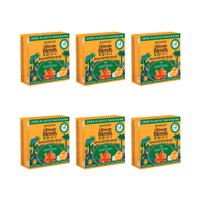 Garnier Ultimate Blends Kids Apricot Shampoo Bar 60g - Pack of 6