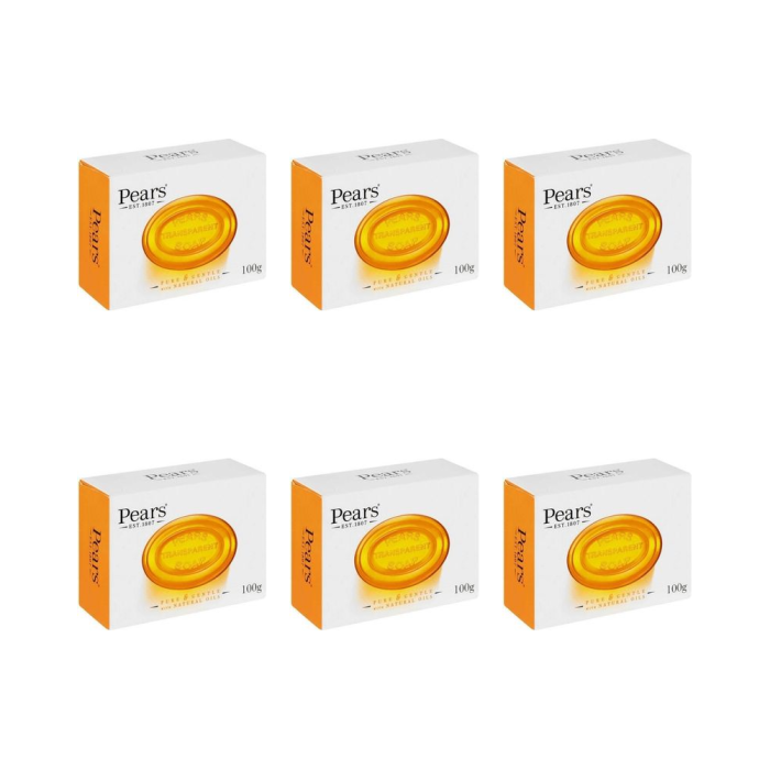 Pears Gentle Care Transparent Soap Bar Mild Cleansing Formula 100g - Pack of 6