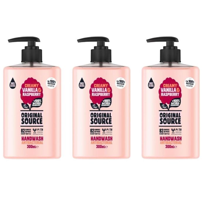 Original Source Vanilla & Raspberry Fragrance & Antibacterial Handwash 300ml x 3