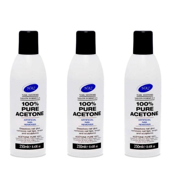 HAZ Pure Acetone Nail Polish Remover 250ml - Pack of 3