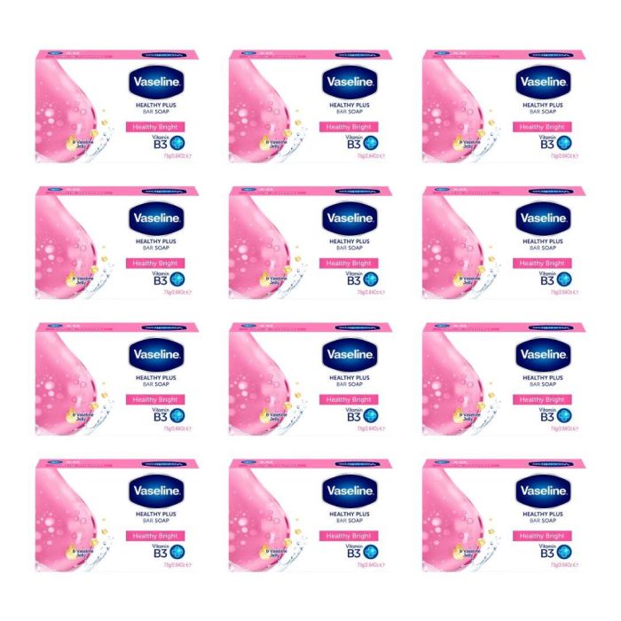 Vaseline Healthy Bright Vitamin B3 Plus Bar Soap 75 G - Pack of 12