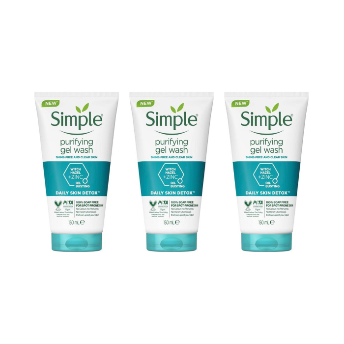 Simple Purifying Facial Wash Daily Skin Detox 150ml - Pack of 3