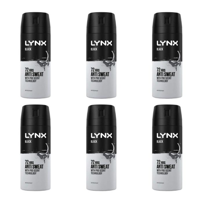 Lynx Black Dry Anti-Perspirant Deodorant 150 ML - Pack of 6