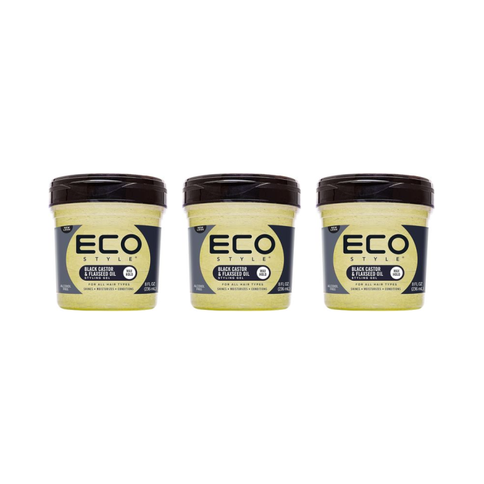 Eco Style Black Castor And Flax Seed Oil Hair Gel 236ml - Pack of 3