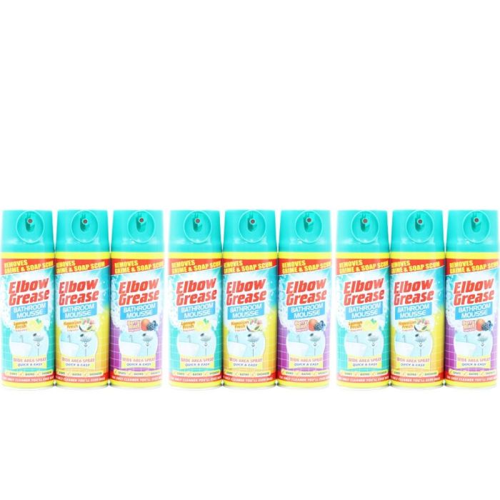 Elbow Grease Lemon, Hawaiian & Berry Bathroom Mousse Cleaner 3 x 400ml - Pack of 3
