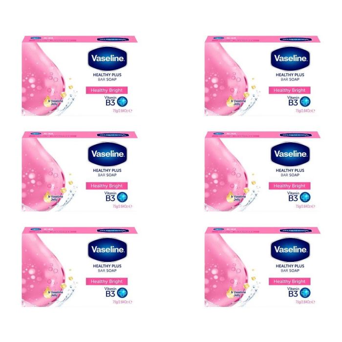 Vaseline Healthy Bright Vitamin B3 Plus Bar Soap 75 G - Pack of 6
