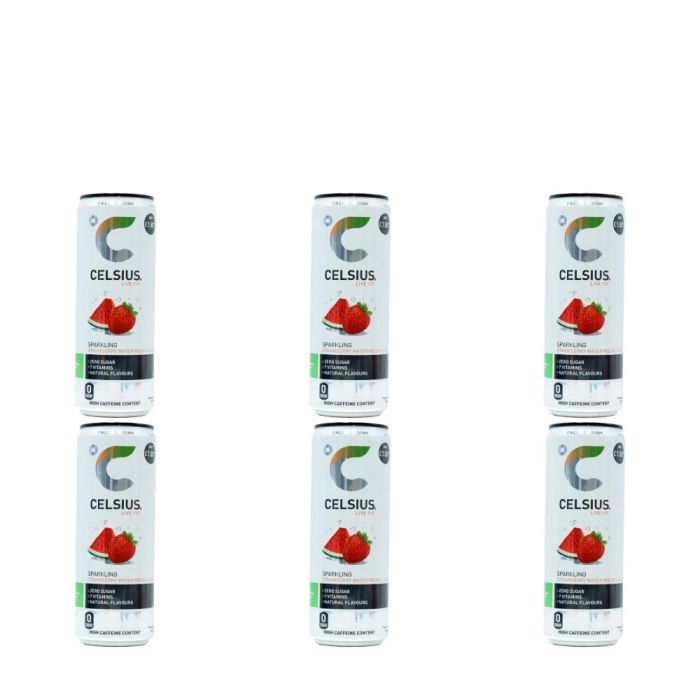 Celsius Sparkling Strawberry Watermelon Energy Drink 355ml - Pack of 6
