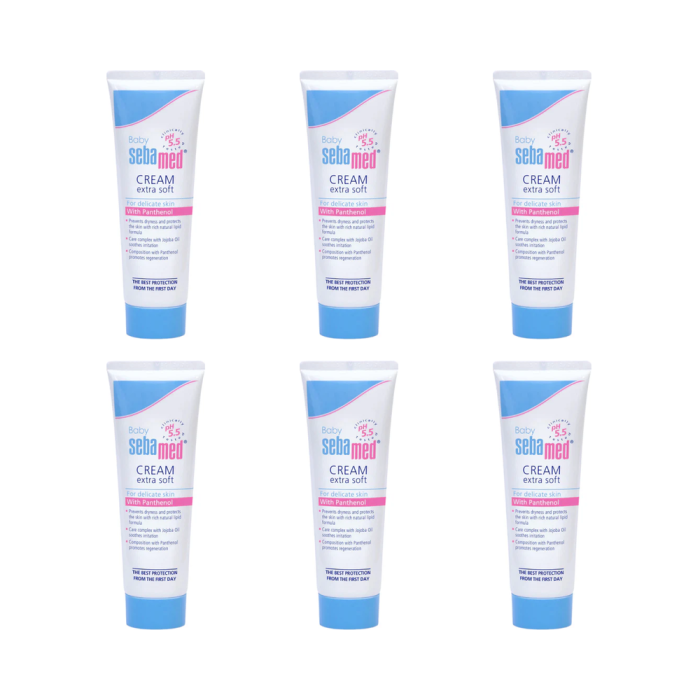 Sebamed Baby Cream Extra Soft 50ml tube on a clean nursery changing table
