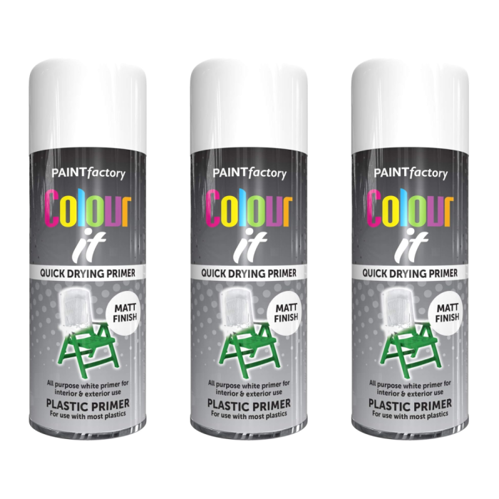 Paint Factory Colour It Quick Drying Matt Finish Plastic Primer 400ML - Pack of 3