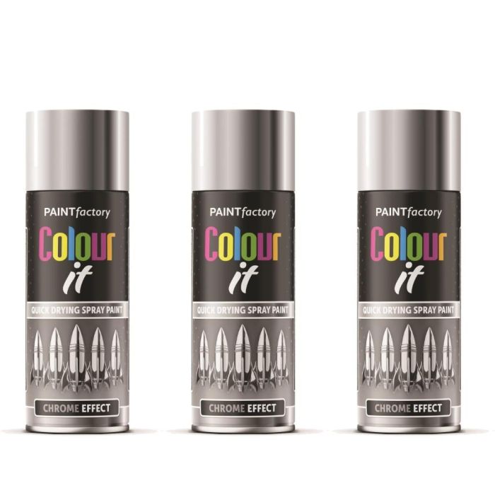 Paint Factory Colour It Chrome Effect Gloss Spray Paint 400ml - Pack of 3