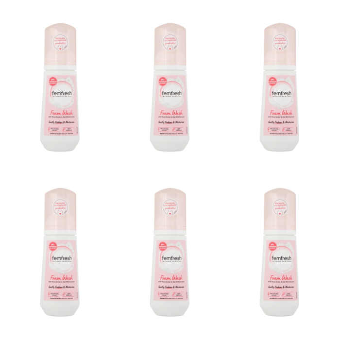 Femfresh Foam Wash Cleanser With Shea Butter & Oat Milk Extracts 150ml - Pack of 6