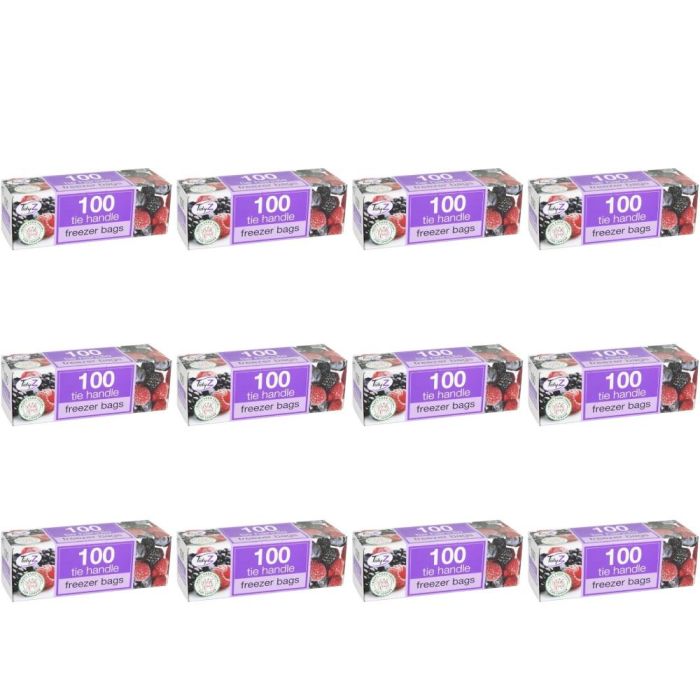 TidyZ Freezer  Tie Handles  Bags 100 Count - Pack of 12