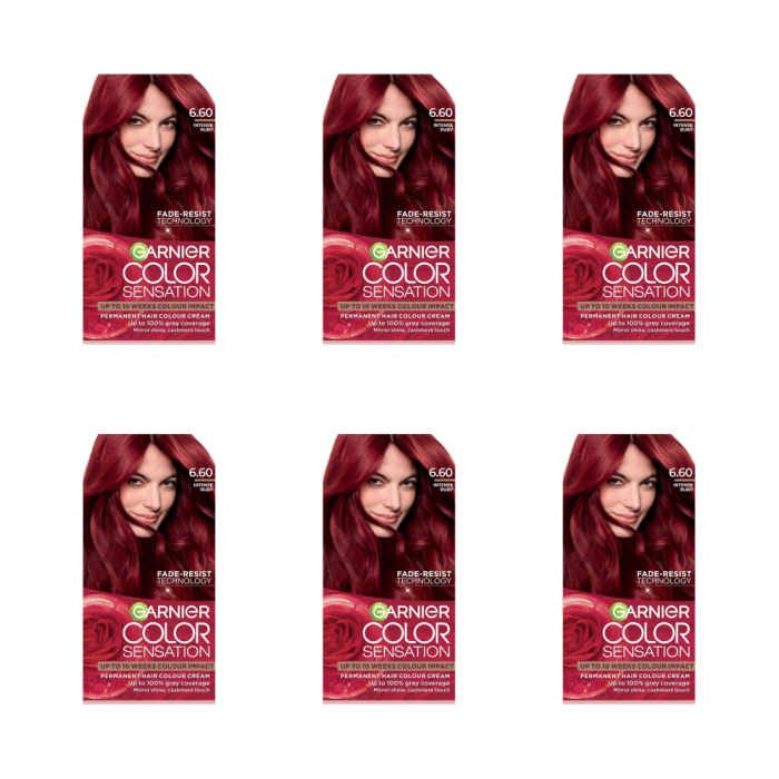 Garnier Color Sensation 6.60 Intense Ruby Red Hair Dye - Pack of 6