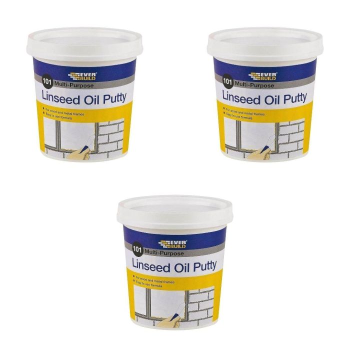 Everbuild 101 Multi-Purpose Linseed Oil Putty Natural 1KG - Pack of 3