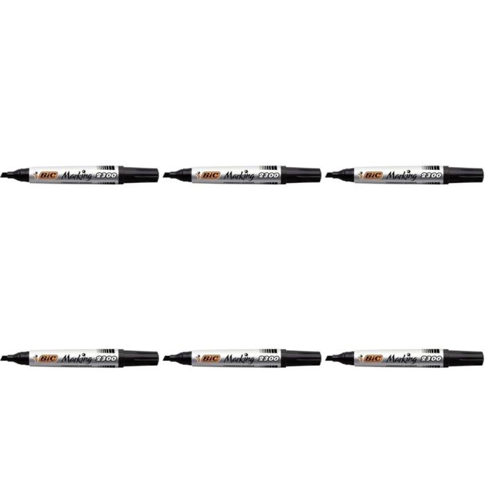 BIC Marking Permanent Marker Pen 2300 Black - Pack of 6