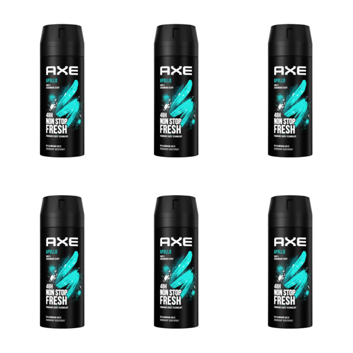 Axe Apollo Men's Deodorant Body Spray 150ml - Pack of 6